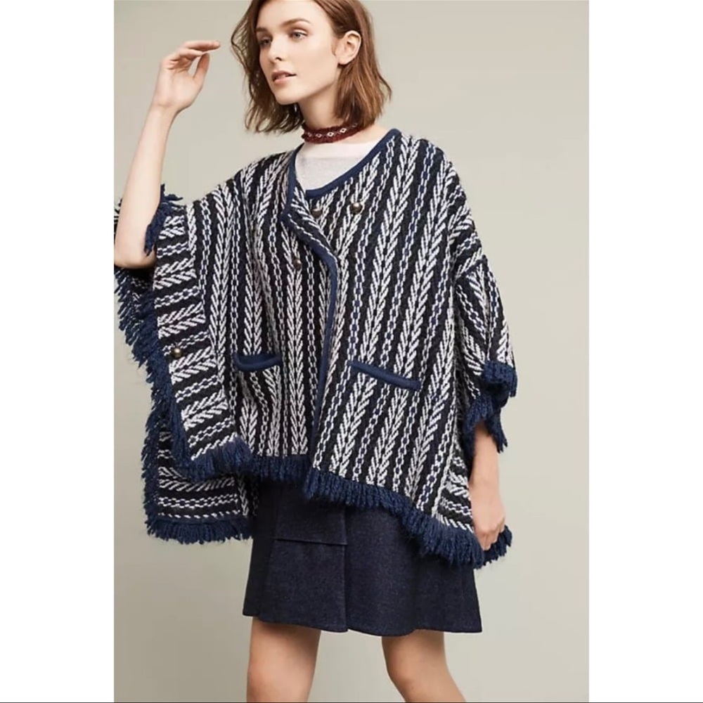 Anthropologie Knit Fringe Poncho Sweater (OS) NWT